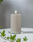 LED candle FLamme Stripe in beige