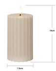 LED Kerze FLamme Stripe in beige