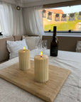 LED candle FLamme Stripe in beige